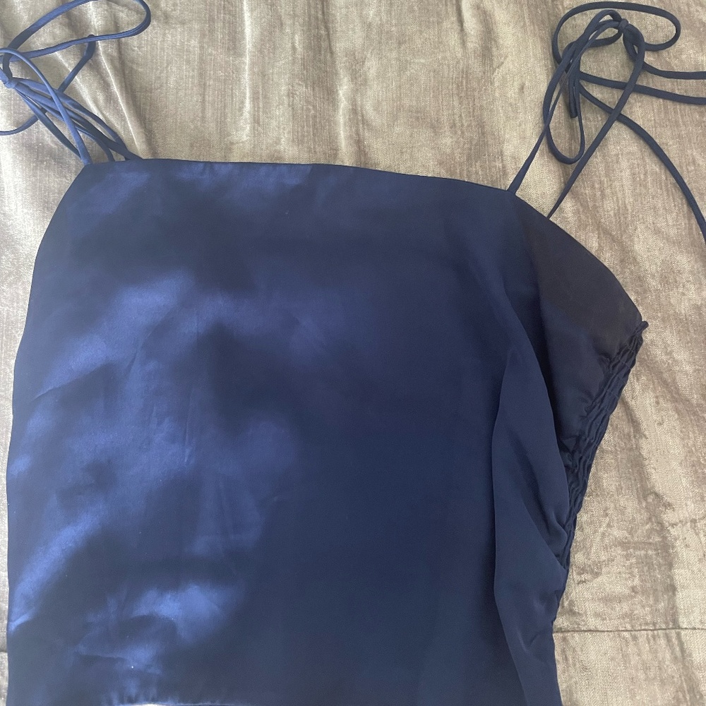 Urban Outfitters Blue Slinky Tie Up Top